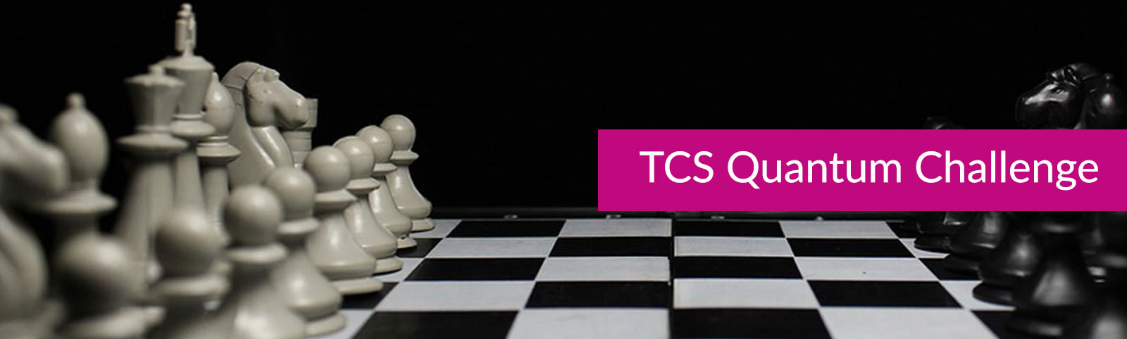 TCS Quantum Challenge Banner.  The words "TCS Quantum Chellenge" superimposed on an image of a chess-board