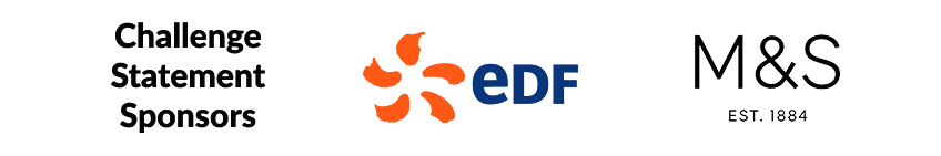 TCS Quantum Challenge Statement Sponsor logos - EDF Energy and Marks & Spencer
